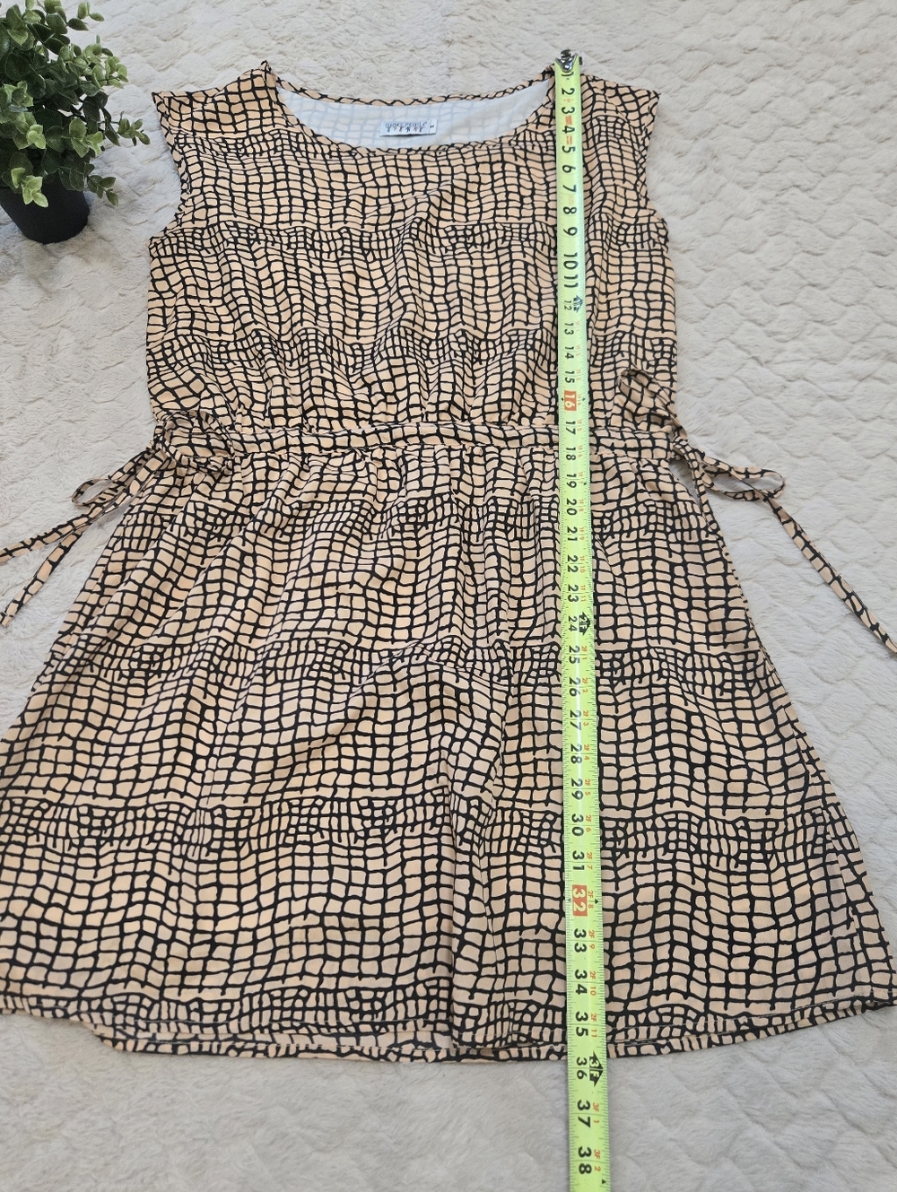 Funky People Vintage Tan and Black Sleeveless Dress, Size Medium - Picture 4 of 8